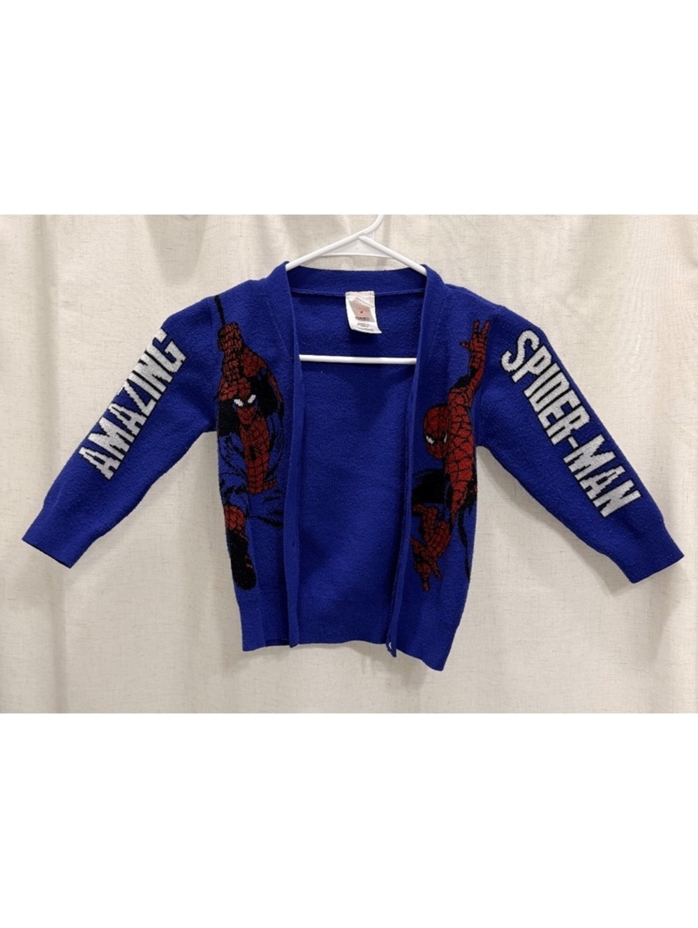 Marvel 3T Spider-Man Kids Sweater Cardigan 3T Blue Polyester